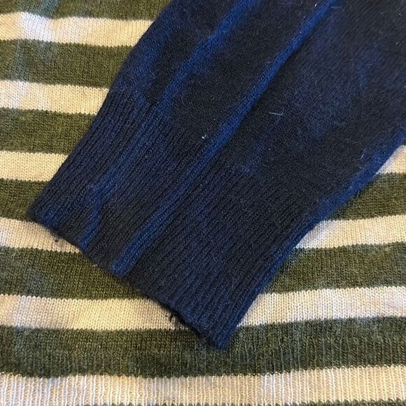 J. Crew Women’s Green & Ivory Elbow Patch Striped Navy Sweater Small - Picture 6 of 7